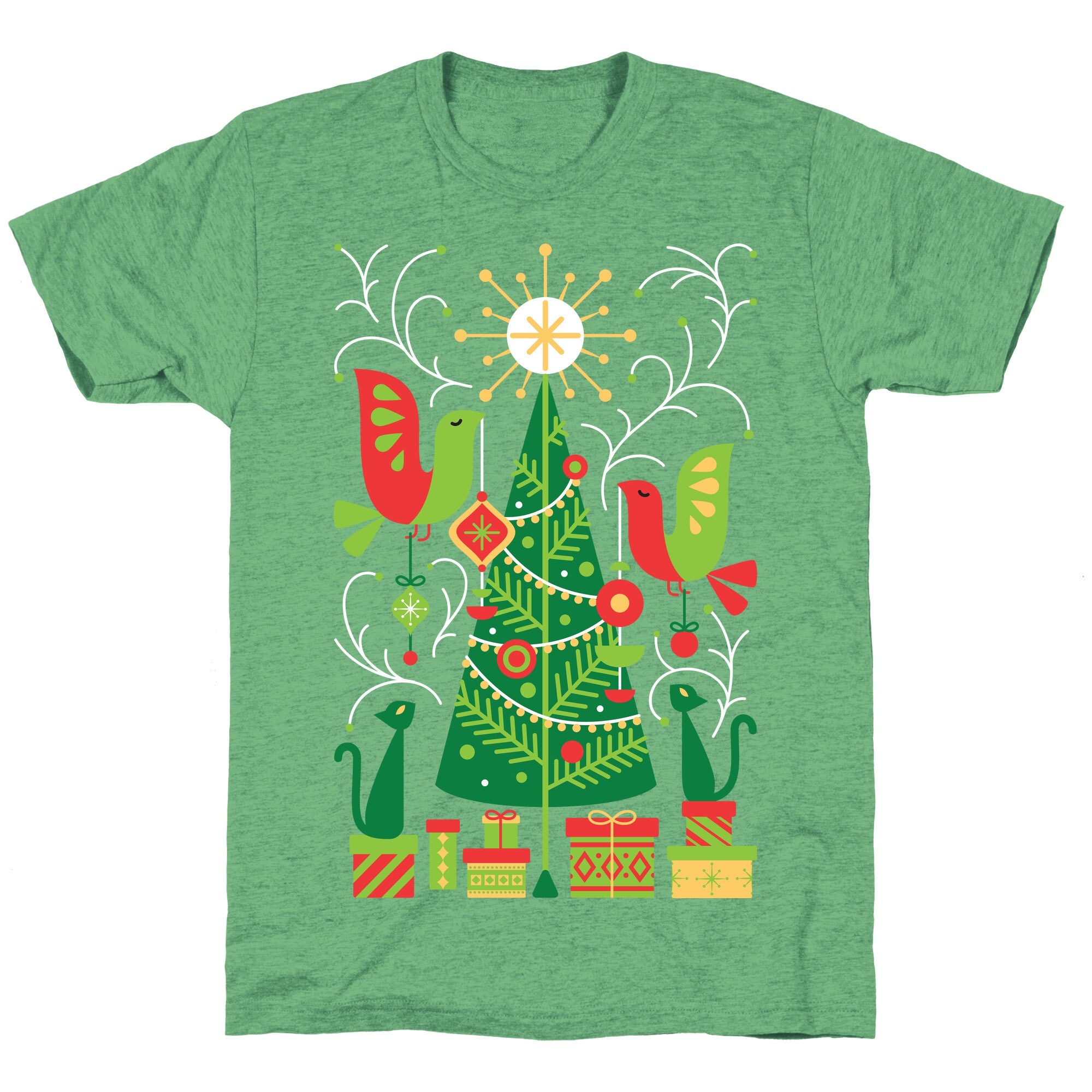 Vintage Christmas Tree Decorating Unisex Triblend Tee